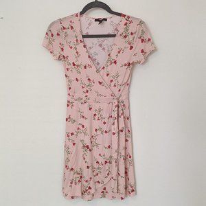 S | Forever 21 | Pink Floral Faux Wrap Dress